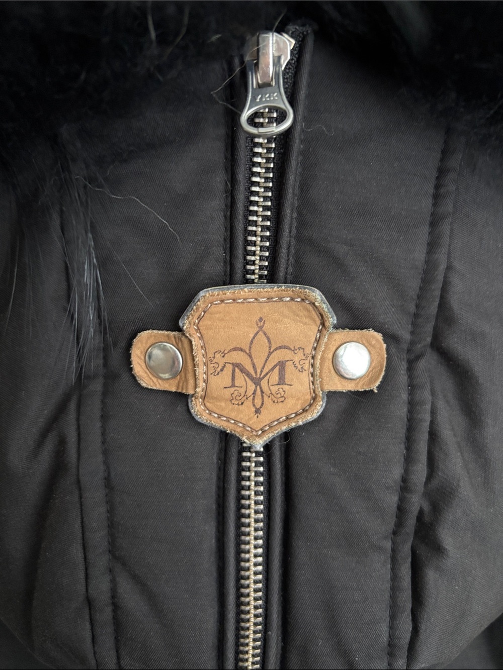 Mackage Black Puffer Jacket with Fur Trim and Hood - Picture 12 of 13